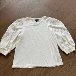 J Crew Women’s Cream Puff Lace Sleeve Top Size Medium